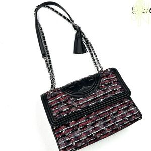 Tory Burch Fleming Tweed Shoulder Bag